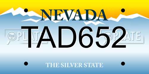 TAD652 Nevada License Plate