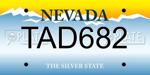 TAD682 Nevada License Plate
