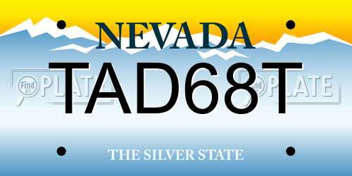 TAD68T Nevada License Plate