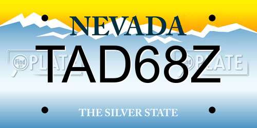 TAD68Z Nevada License Plate
