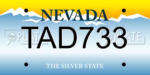 TAD733 Nevada License Plate