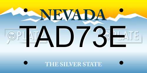 TAD73E Nevada License Plate