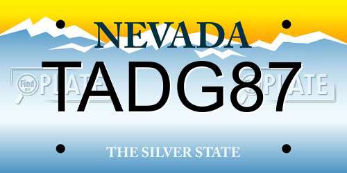 TADG87 Nevada License Plate