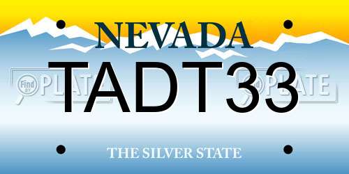 TADT33 Nevada License Plate