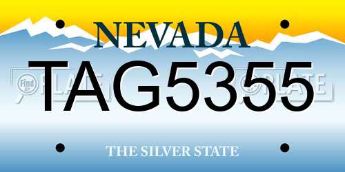TAG5355 Nevada License Plate
