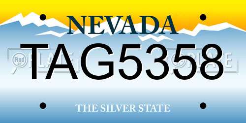 TAG5358 Nevada License Plate