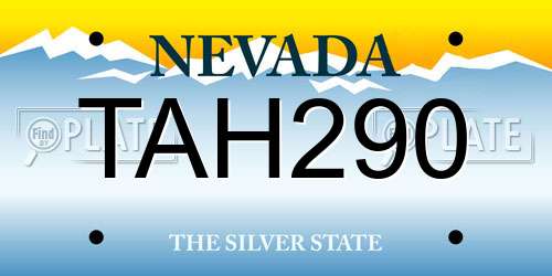 TAH290 Nevada License Plate