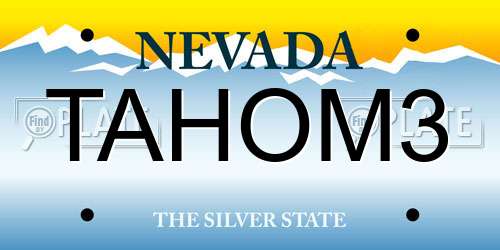 TAHOM3 Nevada License Plate
