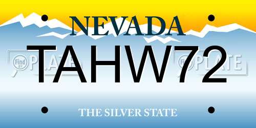 TAHW72 Nevada License Plate
