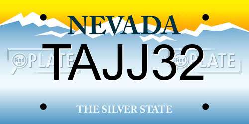 TAJJ32 Nevada License Plate