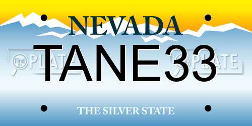 TANE33 Nevada License Plate