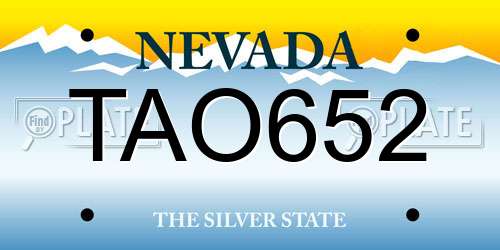 TAO652 Nevada License Plate