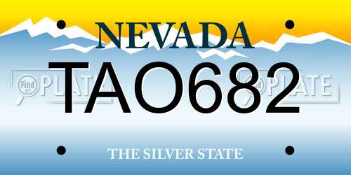 TAO682 Nevada License Plate