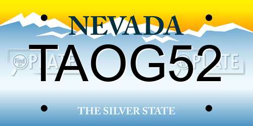 TAOG52 Nevada License Plate