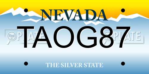TAOG87 Nevada License Plate