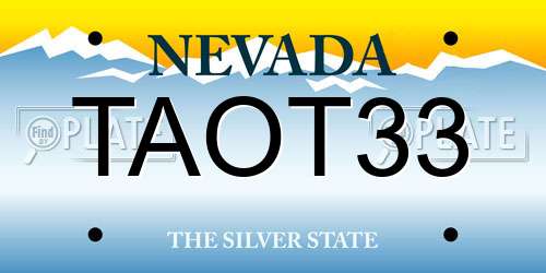 TAOT33 Nevada License Plate
