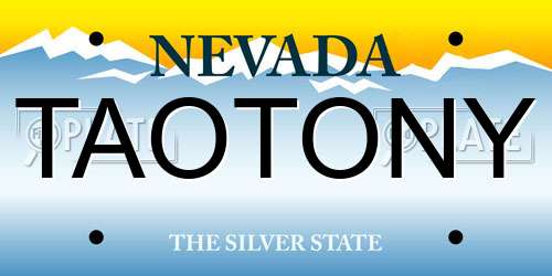 TAOTONY Nevada License Plate
