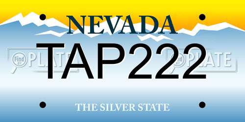 TAP222 Nevada License Plate