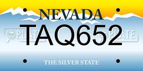 TAQ652 Nevada License Plate