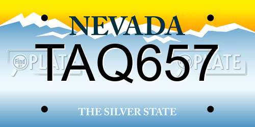 TAQ657 Nevada License Plate