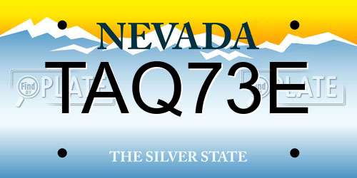 TAQ73E Nevada License Plate