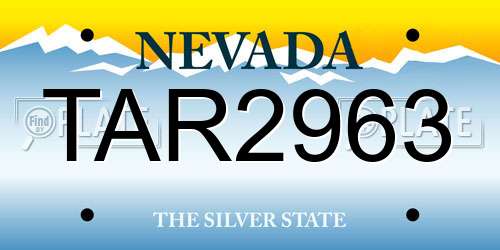 TAR2963 Nevada License Plate