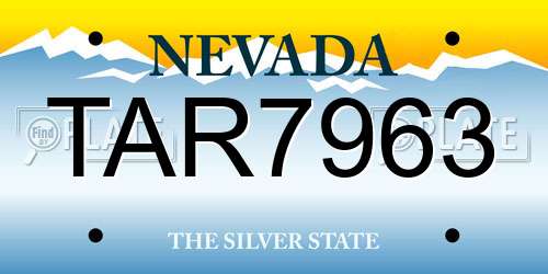 TAR7963 Nevada License Plate