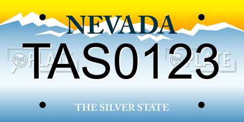 TAS0123 Nevada License Plate