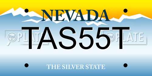 TAS55T Nevada License Plate