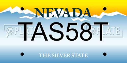 TAS58T Nevada License Plate