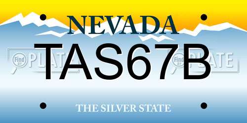 TAS67B Nevada License Plate