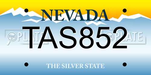 TAS852 Nevada License Plate