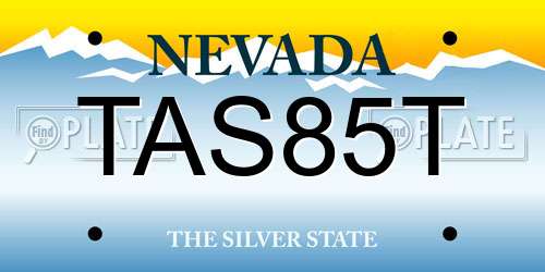 TAS85T Nevada License Plate