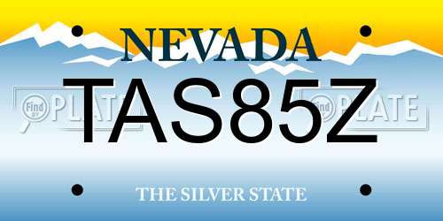 TAS85Z Nevada License Plate