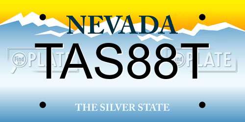 TAS88T Nevada License Plate