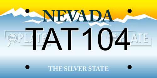 TAT104 Nevada License Plate