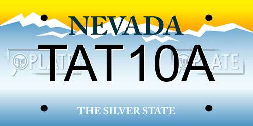 TAT10A Nevada License Plate