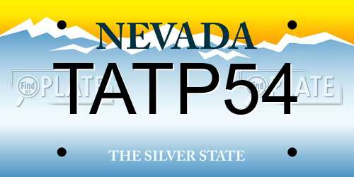 TATP54 Nevada License Plate