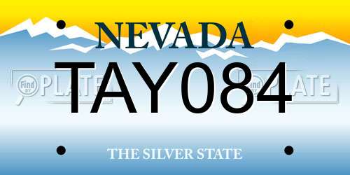 TAY084 Nevada License Plate