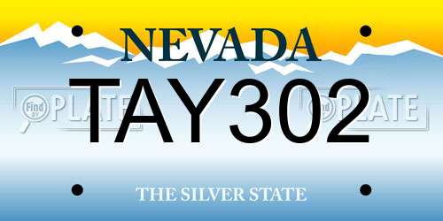 TAY302 Nevada License Plate