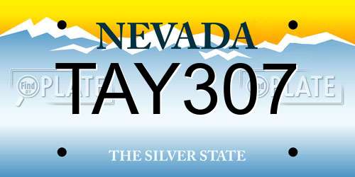 TAY307 Nevada License Plate