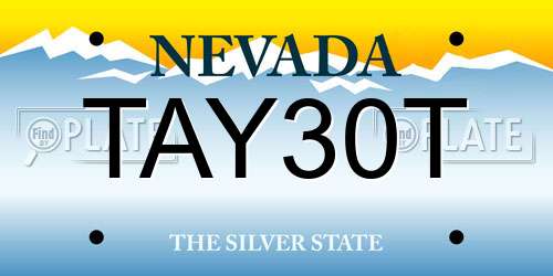 TAY30T Nevada License Plate