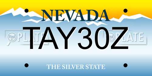 TAY30Z Nevada License Plate