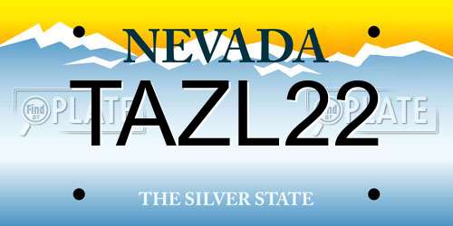 TAZL22 Nevada License Plate
