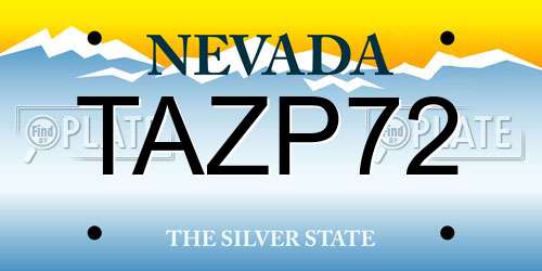 TAZP72 Nevada License Plate