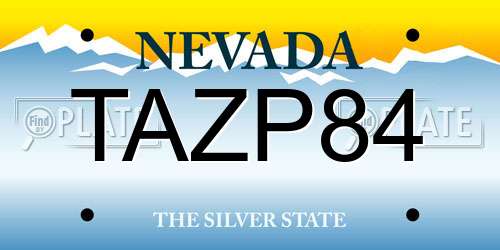 TAZP84 Nevada License Plate