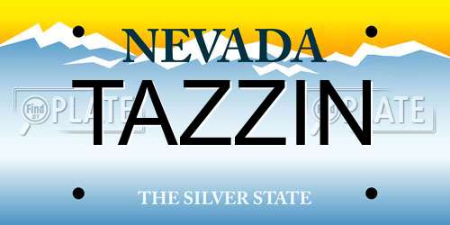 TAZZIN Nevada License Plate