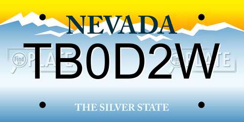 TB0D2W Nevada License Plate
