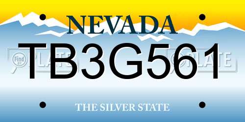 TB3G561 Nevada License Plate