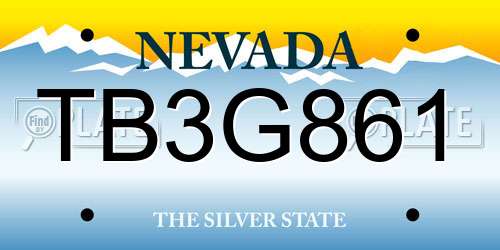 TB3G861 Nevada License Plate